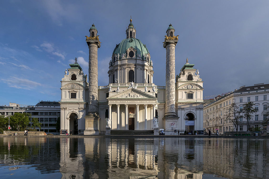 St. Charles' Church in the evening