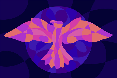 Bunte abstrakte Darstellung einer Taube mit ausgebreitetend Flügeln. / iStock/Andrei Filippov Bunte abstrakte Darstellung einer Taube mit ausgebreitetend Flügeln.